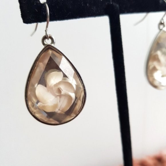 Vintage lucite reverse carved earrings